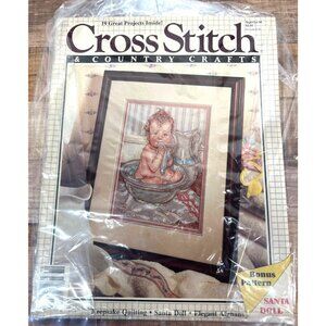 Vintage Cross Stitch & Country Crafts Book Baby Bath Embroidery, And other Patte